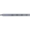 InLine USB 3.2 Gen.2 Hub (10Gb/s), USB Typ-C zu 4 Port Typ-C (1 Port power through bis 100W), OTG, Aluminiumgehäuse, grau, ohne Netzteil