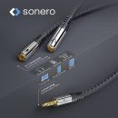 3.5mm auf 2x 3.5mm Audio Headset Adapterkabel Nylon, schwarz, 0.25m