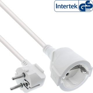 InLine® Strom-Verlängerung Schutzkontakt Stecker gewinkelt / Buchse, weiß, 1,5m