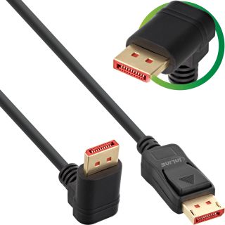 InLine® DisplayPort 1.4 Kabel, 8K4K, nach unten gewinkelt, schwarz/gold, 3m