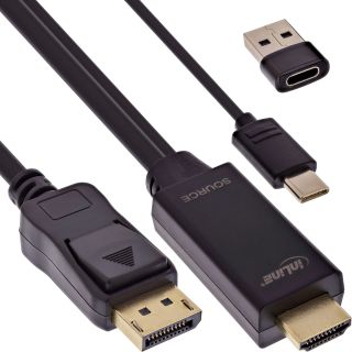 InLine® HDMI zu DisplayPort Konverter Kabel, 4K/60Hz, schwarz, 1m