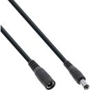 InLine® DC Verlängerungskabel, DC Stecker/Buchse 5,5x2,1mm, AWG 18, schwarz, 1m