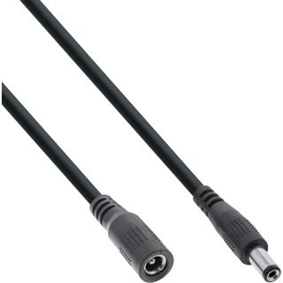 InLine® DC Verlängerungskabel, DC Stecker/Buchse 5,5x2,5mm, AWG 18, schwarz 1m