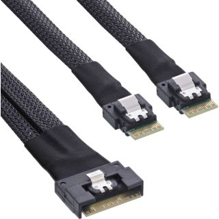 InLine® Slim SAS Kabel, SFF-8654 8i zu 2x SFF-8654 4i, 0,5m