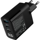 InLine® USB PD Netzteil, GaN Ladegerät, 3-Port, USB-C + USB-A, 65W, mit Display