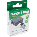 InLine® USB 2.0 4-Port Hub, USB-A Stecker auf 4x USB-A Buchse, Kabel 4cm