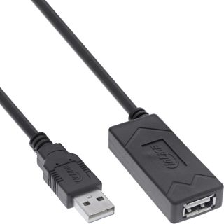 InLine® USB 2.0 Aktiv-Verlängerung, USB-A Stecker/Buchse, 10m