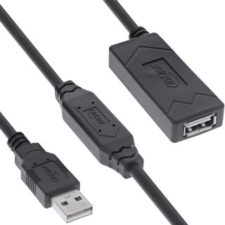 InLine® USB 2.0 Aktiv-Verlängerung, USB-A Stecker/Buchse, 15m