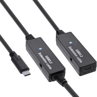 InLine® USB 3.2 Gen.1 Aktiv-Verlängerung, USB-C Stecker an USB-C Buchse, 10m