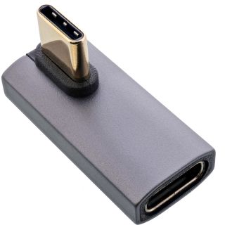 InLine® USB4 Adapter, USB-C Stecker/Buchse vertikal rechts/links gewinkelt, grau