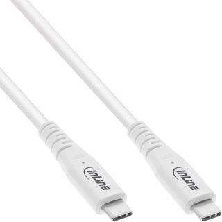 InLine® USB4 Kabel, USB-C Stecker/Stecker, PD 240W, 8K60Hz, TPE, weiß, 0,5m