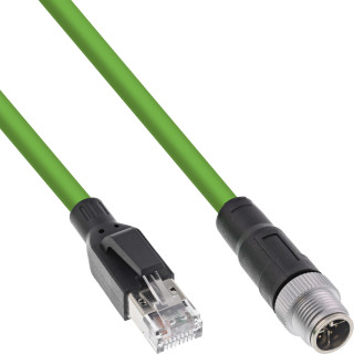 InLine® Industrie Netzwerkkabel, M12 8-pin X-kodiert St. zu RJ45 St., Cat.6A 20m