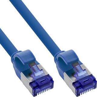 InLine® Patchkabel Slim, Cat.6A, S/FTP, TPE (LSZH) flexibel, PoE, blau, 0,5m