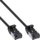 InLine® Patchkabel slim, U/FTP, Cat.8.1, TPE halogenfrei, schwarz, 0,3m