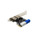 InLine® Schnittstellenkarte, 4x USB 3.2 Gen.1, (2+2) PCIe, low profile Slotblech