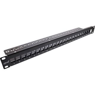 InLine® Patchfeld 24-fach, Keystone Leerblech Patchpanel, 19", 1HE, schwarz