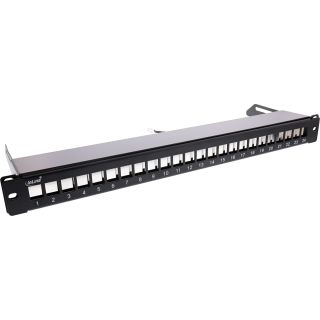 InLine® Patchfeld 24-fach, Keystone Leerblech Patchpanel mit Auszug, 19", 1HE