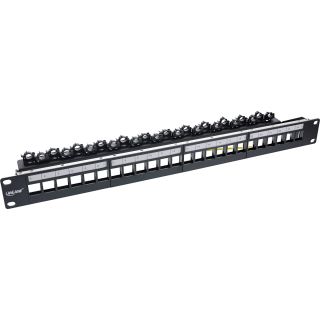 InLine® Patchfeld 24-fach, Keystone Leerblech Patchpanel, 19", 1HE, schwarz