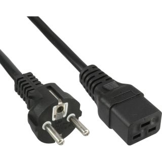 Netzkabel - Sicherheitsstecker CEE7/7 auf IEC320/C19 Buchse - 3.00m, schwarz