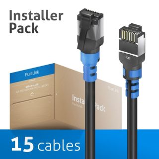 Cat.6a Patchkabel, RJ45, S/FTP, schwarz, 5,00m, Installer Pack 15pcs