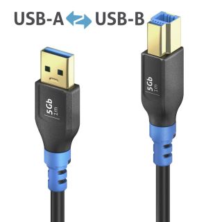 USB 3.2 Gen1 USB-A / USB-B Kabel, schwarz, 1.00m, Single Cable