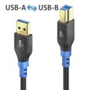 USB 3.2 Gen1 USB-A / USB-B Kabel, schwarz, 1.00m, Single...