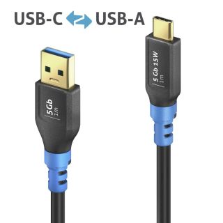 USB 3.2 Gen1 USB-C / USB-A Kabel, schwarz, 2.00m, Single Cable