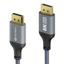 DisplayPort auf DisplayPort Kabel - 8K60 - grau/blau - 2.00m