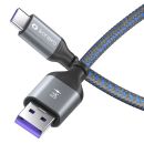 USB-C zu USB-A Ladekabel - USB 2.0, Super-Schnellladung 5V/5A - grau/blau - 2.00m