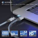 USB-C zu USB-C Kabel - 3.2 Gen 2. 10Gbps, 100W PD, DP Alt Mode - grau/blau - 1.00m