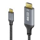 USB-C zu HDMI Kabel - 4K60, 18Gbps - grau/schwarz - 2.00m