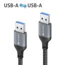 USB 3.0 Kabel - A/A - Aluminium - spacegrau/schwarz - 3.00m