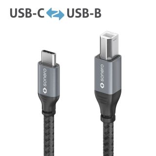 USB 2.0 Kabel - C/B - Aluminium - spacegrau/schwarz - 5.00m