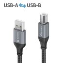 USB 2.0 Kabel - A/B - Aluminium - spacegrau/schwarz - 5.00m