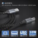 USB 2.0 Kabel - A/B - Aluminium - spacegrau/schwarz - 5.00m