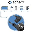 Netzkabel - Sicherheitsstecker 90° auf IEC-Buchse (C13) 90°. Schwarz. 1.00m