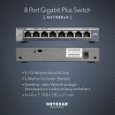 NETGEAR - Switch 8 Port Gigabit Ethernet LAN Switch Plus