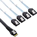 InLine® Slim SAS Kabel, SFF-8654 4i zu 4x SATA 7-pin,...