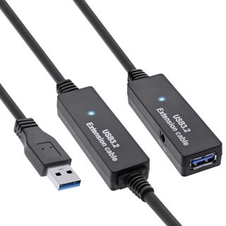 InLine® USB 3.2 Gen.1 Aktiv-Verlängerung, Stecker A an Buchse A, schwarz, 10m