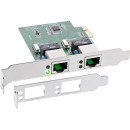 InLine® Dual Gigabit Netzwerkkarte, PCI Express, 2x 1Gb/s, PCIe x1, inkl. LP