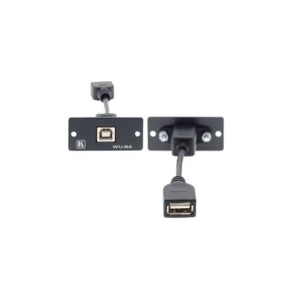 Wall-Plate Einsatz mit USB-B / USB-A Durchgangsverbinder  - schwarz