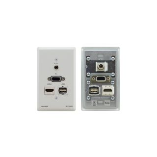 Passives^ durchgehendes Wall Plate  - 15-pol. HD^ 3^5 mm Audio^ USB & HDMI  - Weißer Rahmen