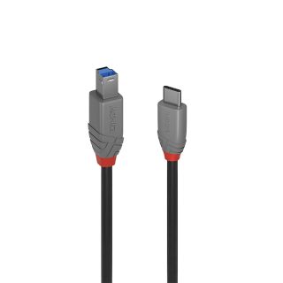 2m USB 3.2 Typ C an B Kabel, 5Gbit/s, Anthra Line