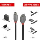 3m USB 3.2 Typ C an Micro-B Kabel, 5Gbit/s, Anthra Line