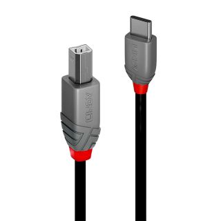 0.5m USB 2.0 Typ C an B Kabel, Anthra Line