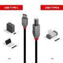 0.5m USB 2.0 Typ C an B Kabel, Anthra Line