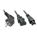 2m Schuko auf 1x IEC C13 und 1x IEC C5 Y-Netzkabel (Lindy...