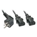 2m Schuko auf 2x IEC C13 Y-Netzkabel