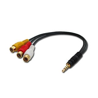 Audio-Video-Adapter (Video + Audio-Stereo) mit 4-Segment 3,5mm Stecker an 3x Cinch-Kupplung