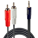 Premium Audio-Adapterkabel, 2x RCA (Cinch) Stecker an 3,5mm Klinkenstecker, 1m (Lindy 35680)